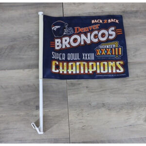 VINTAGE Denver Broncos Super Bowl XXXIII Back To Back Champions Car Flag